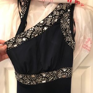 Beata Studio one shoulder navy formal dress